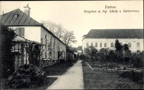 Ak Dachau in Oberbayern, Hofgarten, Kgl. Schloss, Gärtnerhaus