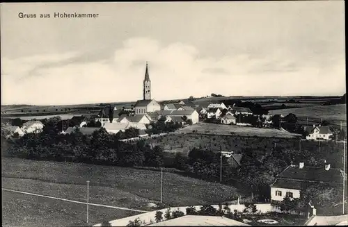 Ak Hohenkammer in Oberbayern, Blick auf den Ort, Kirche, Felder