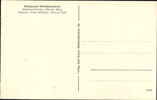 Ak Markneukirchen im Vogtland, Restaurant Weidmannsruh, Oberer Berg