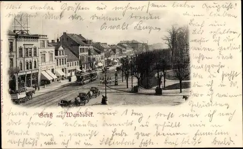 Ak Hamburg Wandsbek, Straßenpartie, Straßenbahn