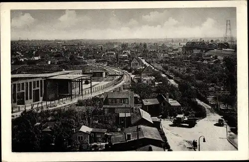 Ak Hamburg Bergedorf Moorfleet, Blick auf den Stadtteil, LKW, Brücke, Eisenbahnschienen