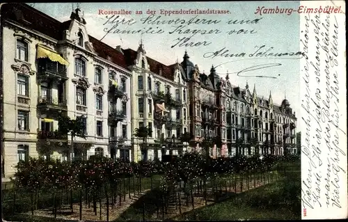 Ak Hamburg Eimsbüttel, Rosenallee an der Eppendorferlandstraße