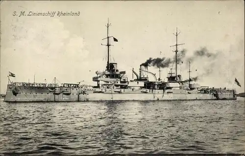 Ak Deutsches Kriegsschiff, SMS Rheinland, Linienschiff, Kaiserliche Marine