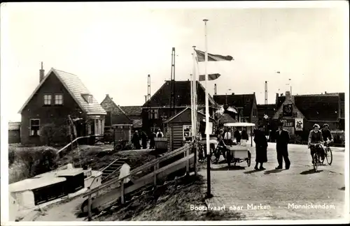 Ak Monnikendam Waterland Nordholland Niederlande, Hafen, Bootafvaart naar Marken