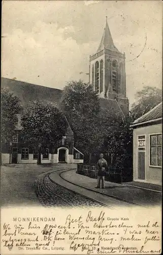 Ak Monnikendam Waterland Nordholland Niederlande, Groote Kerk