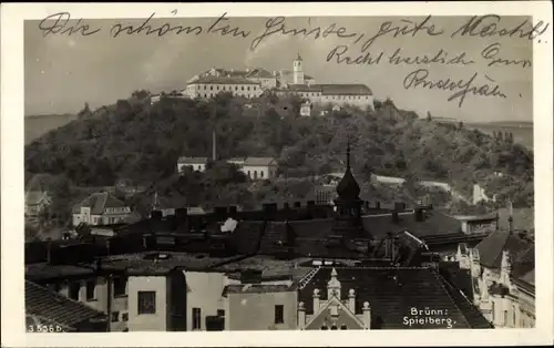 Foto Ak Brno Brünn Südmähren, Blick auf den Ort, Spielberg