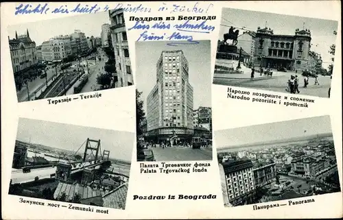 Ak Belgrad Beograd Serbien, Ortsansichten, Brücke, Denkmal