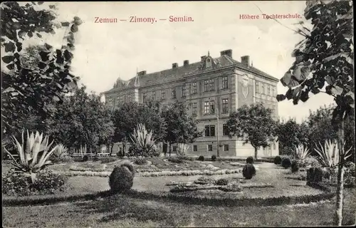 Ak Zemun Semlin Belgrad Beograd Serbien, Höhere Töchterschule, Parkpartie