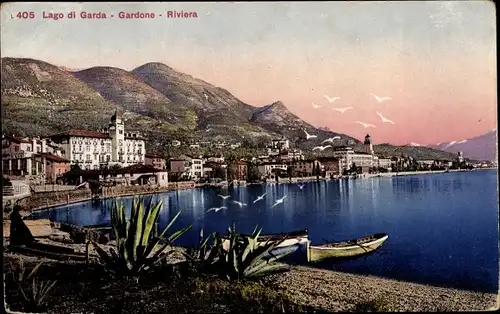 Ak Gardone Riviera Lago di Garda Lombardia, Panorama der Ortschaft