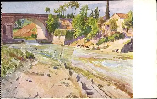 Künstler Ak Wolf Ferrari, Teodoro, Predappio Emilia Romagna, Il fiume Rabbi al Ponte di Dovia