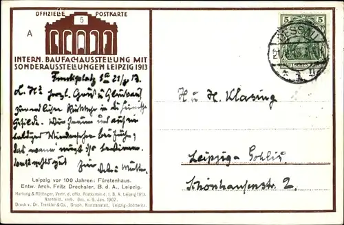 Künstler Ak Dörffel H., Leipzig, Fürstenhaus, Baufachausstellung 1913