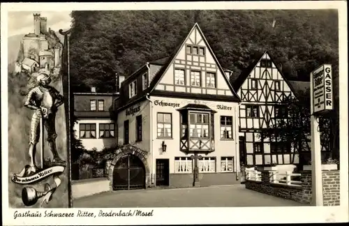 Ak Brodenbach an der Terrassenmosel, Gasthaus Schwarzer Ritter, Zeichnung v. Ritter, Bes. J. Gasser