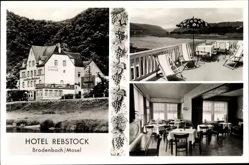 Ak Brodenbach an der Mosel, Gasthof Hotel Rebstock, Terrasse, Bes. E. Sewenig