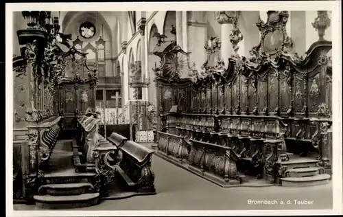 Ak Bronnbach an der Tauber Wertheim, Innenansicht der Kirche