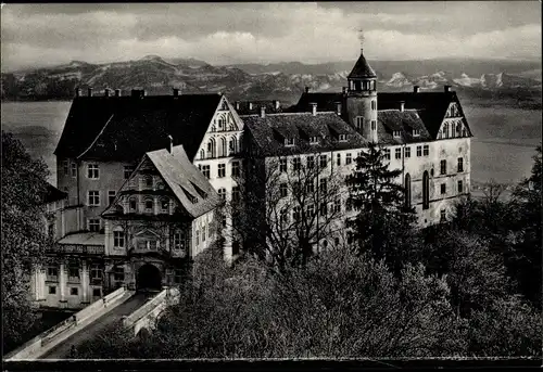 Ak Heiligenberg, Schloss mit Bodensee u. Schweizer Alpen