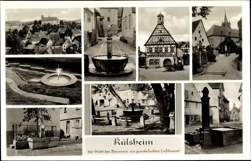 Ak Külsheim in Baden, Brunnen, Altes Fachwerkhaus, Ortspartie
