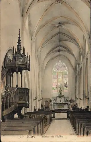 Ak Mitry Seine et Marne, Interieur de l'Eglise