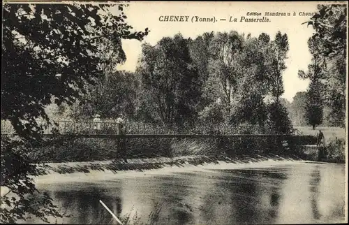 Ak Cheney Yonne, La Passerelle, Wehr