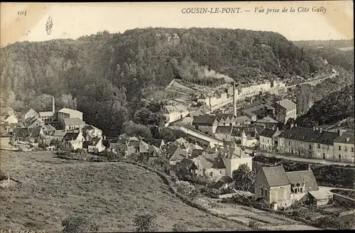 Ak Cousin le Pont Yonne, Vue prise de la Cote Gally