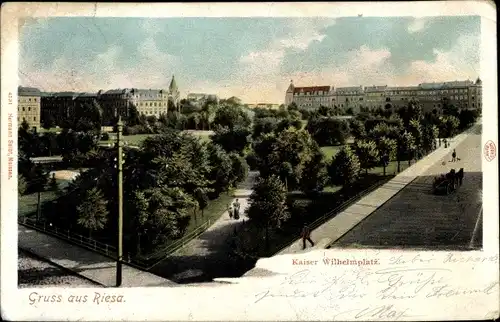 Ak Riesa an der Elbe Sachsen, Kaiser Wilhelmplatz