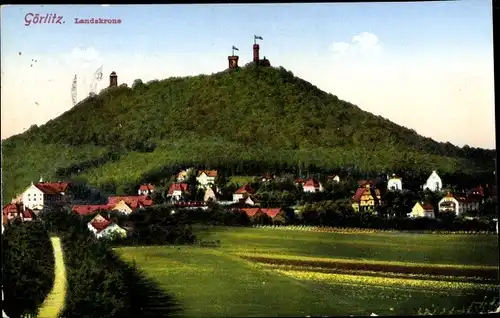 Ak Görlitz in der Lausitz, Landskrone, Aussichtsturm