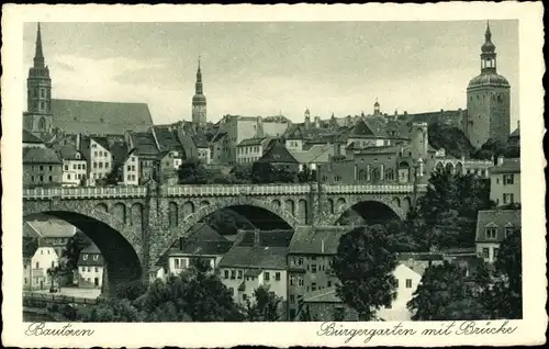 Ak Bautzen in der Oberlausitz, Bürgergarten, Brücke