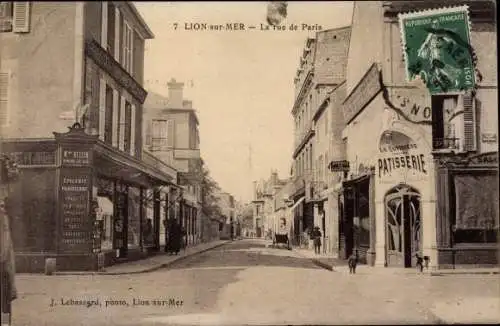 Ak Lion sur Mer Calvados, La Rue de Paris, Patisserie