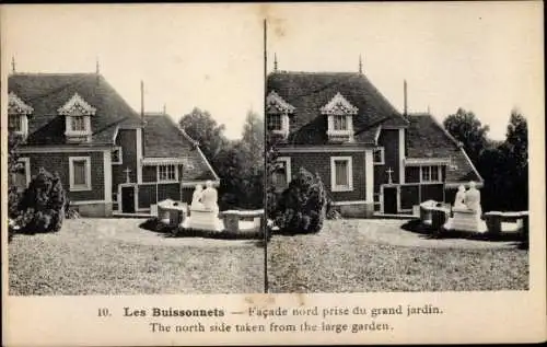 Stereo Ak Lisieux Calvados, Les Buissonnets, Facade nord prise du grand jardin