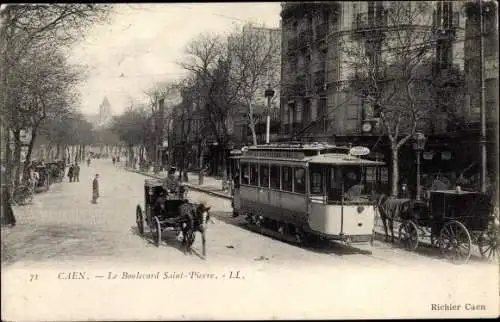 Ak Caen Calvados, Boulevard Saint Pierre, Tramway