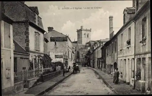 Ak Dives Calvados, L'Eglise, Rue de Lisieux