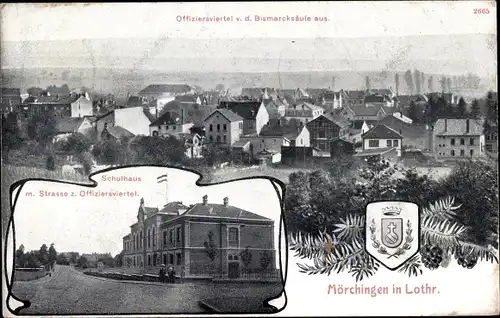 Ak Morhange Mörchingen Lothringen Moselle, Offiziersviertel, Schule, Blick auf den Ort