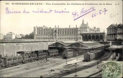 Ak Saint Germain en Laye Yvelines, Chateau, interieur de la Gare, Bahnhof, Gleisseite