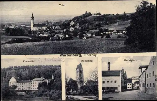 Ak Wartenberg Oberbayern, Marktplatz, Rocklfing, Kuranstalt, Totalansicht