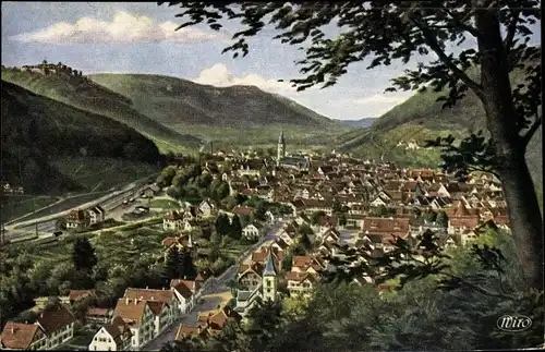 Ak Bad Urach in der Schwäbischen Alb, Gesamtansicht, Ruine Hohenurach