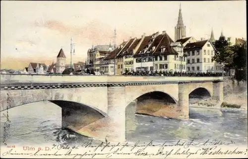 Ak Ulm an der Donau, Brückenpartie