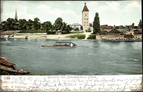 Ak Ulm an der Donau, Gänstor, Donau, Fähre