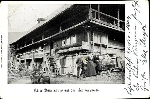 Ak Merzhausen im Kreis Breisgau Hochschwarzwald, Altes Bauernhaus, Schafe