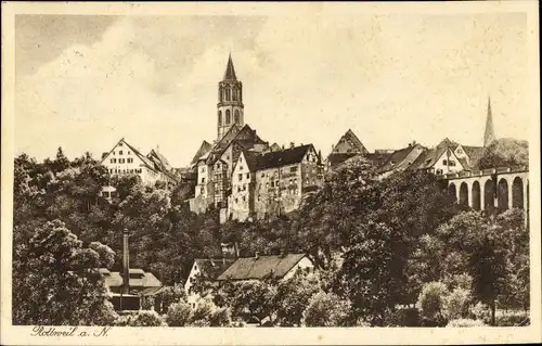 Ak Rottweil am Neckar, Teilansicht, Kirche