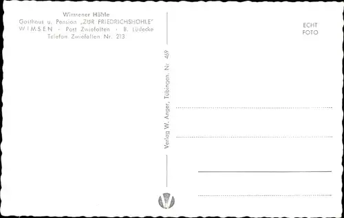 Ak Wimsen Hayingen auf der Schwäbischen Alp, Wimsener Höhle, Gasthaus Zur Friedrichshöhle