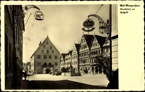 Ak Bad Mergentheim in Tauberfranken, Marktplatz, Rathaus, Apotheke