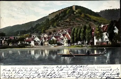 Ak Bad Liebenzell im Schwarzwald, Teich, Ruine