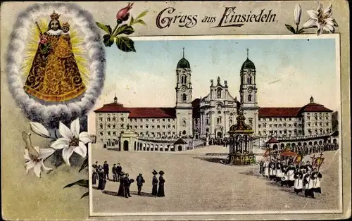 Passepartout Ak Einsiedeln Kanton Schwyz Schweiz, Prozession, Gnadenbild