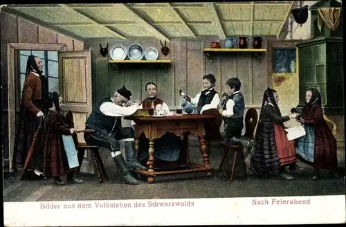 Ak Bilder aus dem Volksleben des Schwarzwaldes, Nach Feierabend