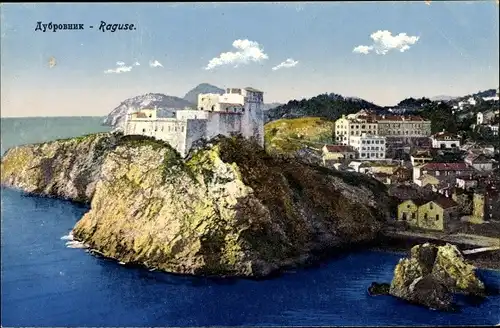 Ak Ragusa Dubrovnik Kroatien, Festungsanlagen, Teilansicht