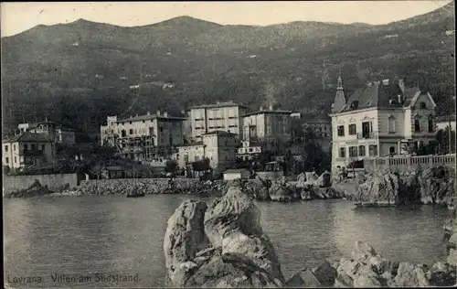 Ak Lovran Laurana Kroatien, Villen am Südstrand