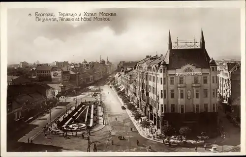 Ak Belgrad Beograd Serbien, Terasie et hotel Moskou, Terazije