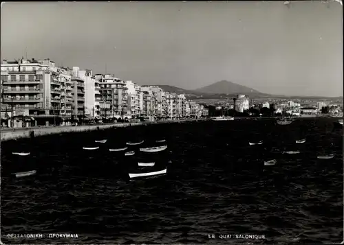 Ak Thessaloniki Griechenland, Blick auf den Ort, Weißer Turm, Hafen