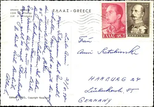 Ak Athen Griechenland, Stadtansicht