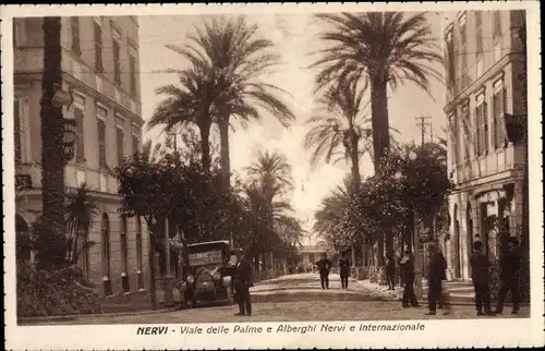 Ak Nervi Genova Genua Liguria, Viale delle Palme e Alberghi Nervi e Internazionale