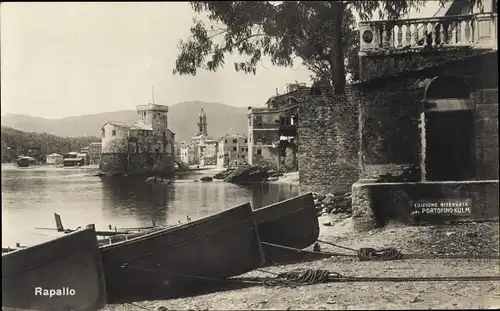 Ak Rapallo Liguria, Uferpartie, Boote, Castello